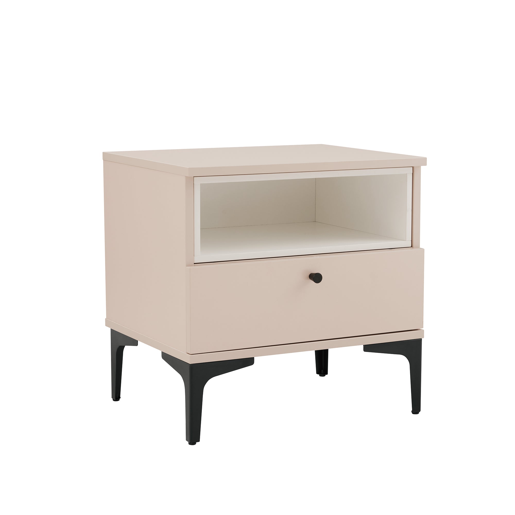 Alt View 2. Manhattan Comfort - Amara Modern 20" Nightstand - Set of 2 - Pale Rose and White.