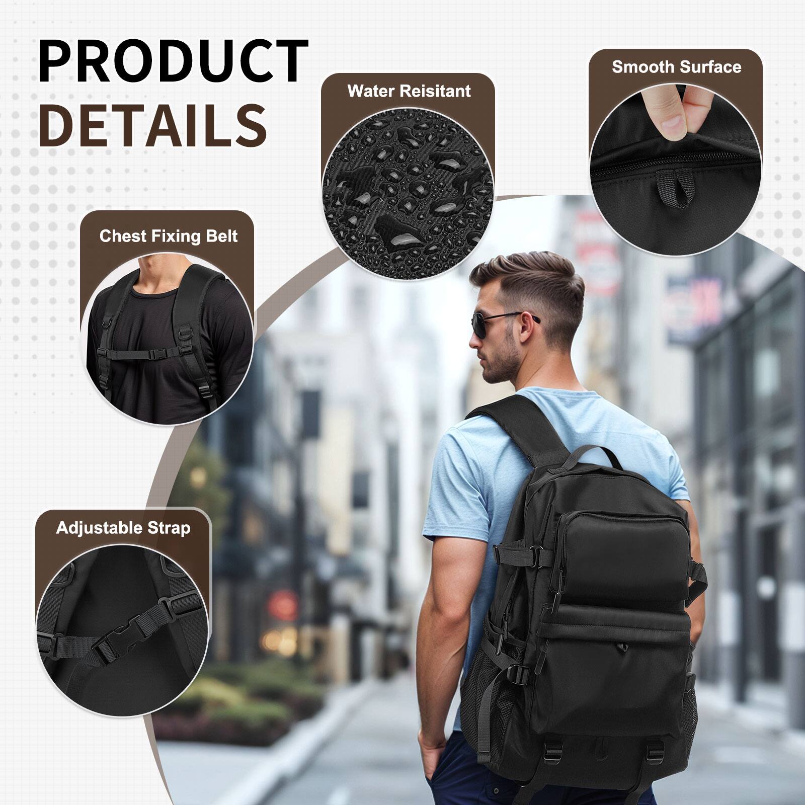 PRODUCT DETAILS  
- Water Resistant  
- Smooth Surface  
- Chest Fixing Belt  
- Adjustable Strap
