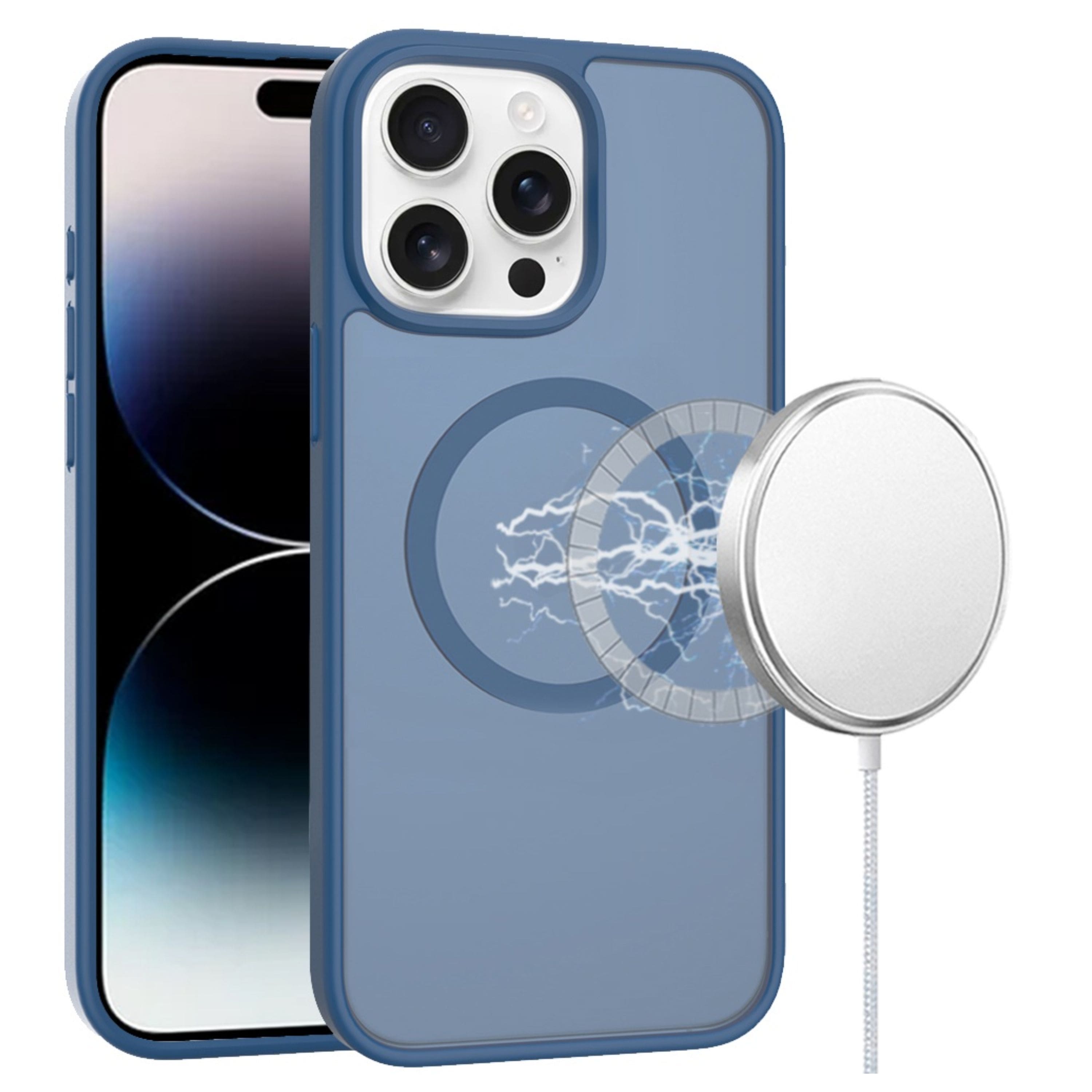 Kitcheniva - Soft Touch Translucent Magnetic Case For iPhone 14 Pro Max - Navy Blue