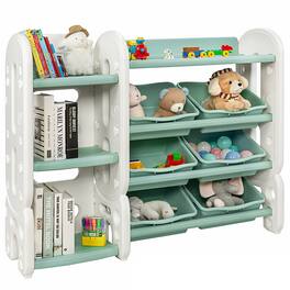 Gymax - Kids Toy Storage Organizer w/Bins & Multi-Layer Shelf for Bedroom Playroom - Green