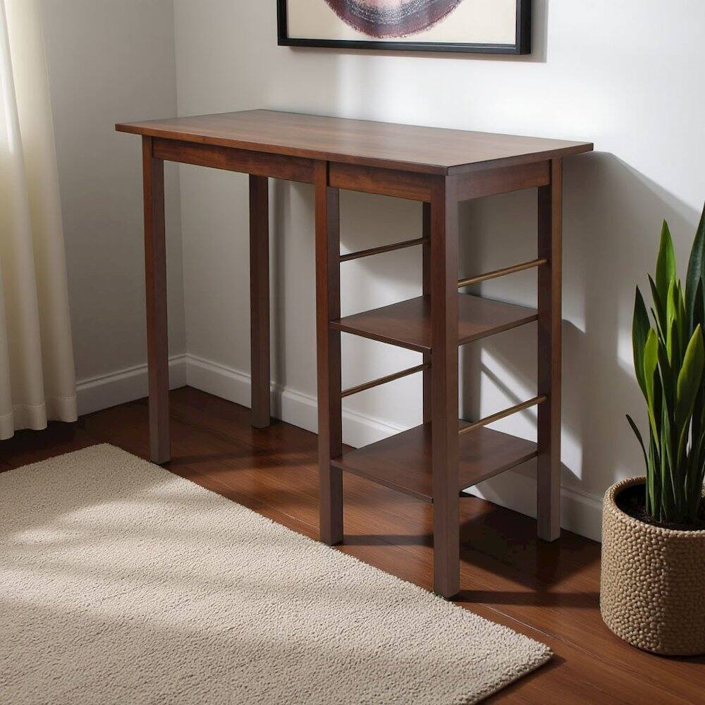 Left. FurniFact - Antique Walnut Dining Table with Storage – Small Kitchen Table for 2 - Walnut.