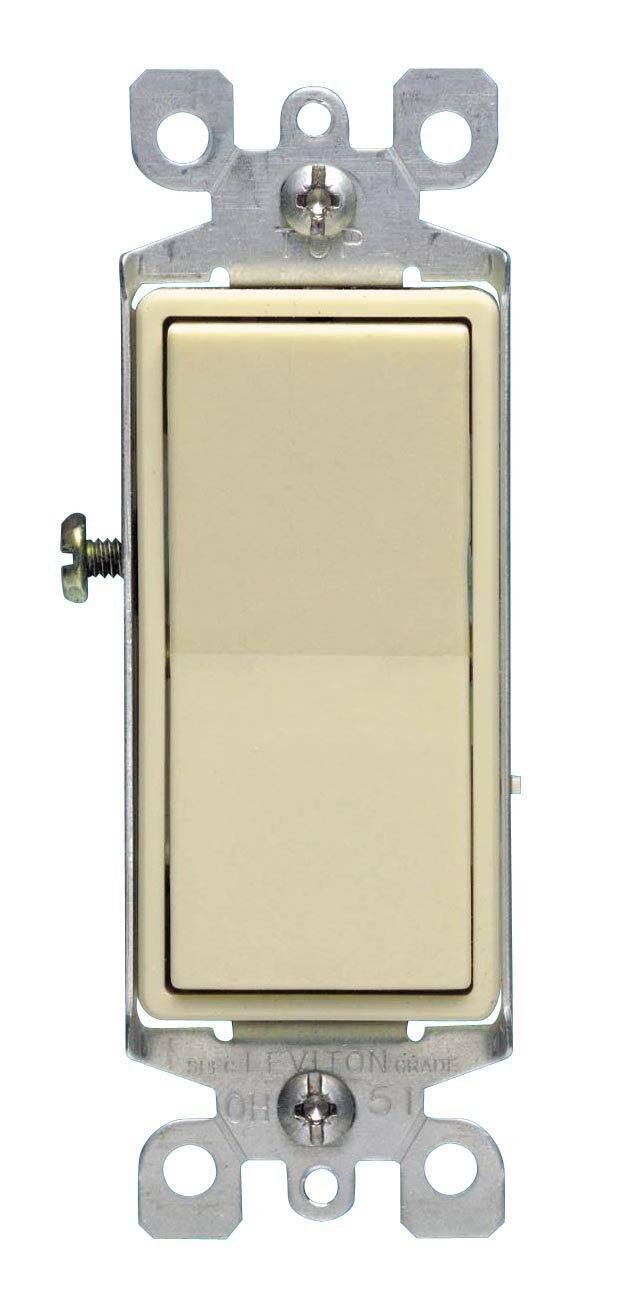 Leviton - 15 Amp 120/277V Decora Rocker 4-Way AC Quiet Residential Grade Grounding Switch 5604-2I - Ivory