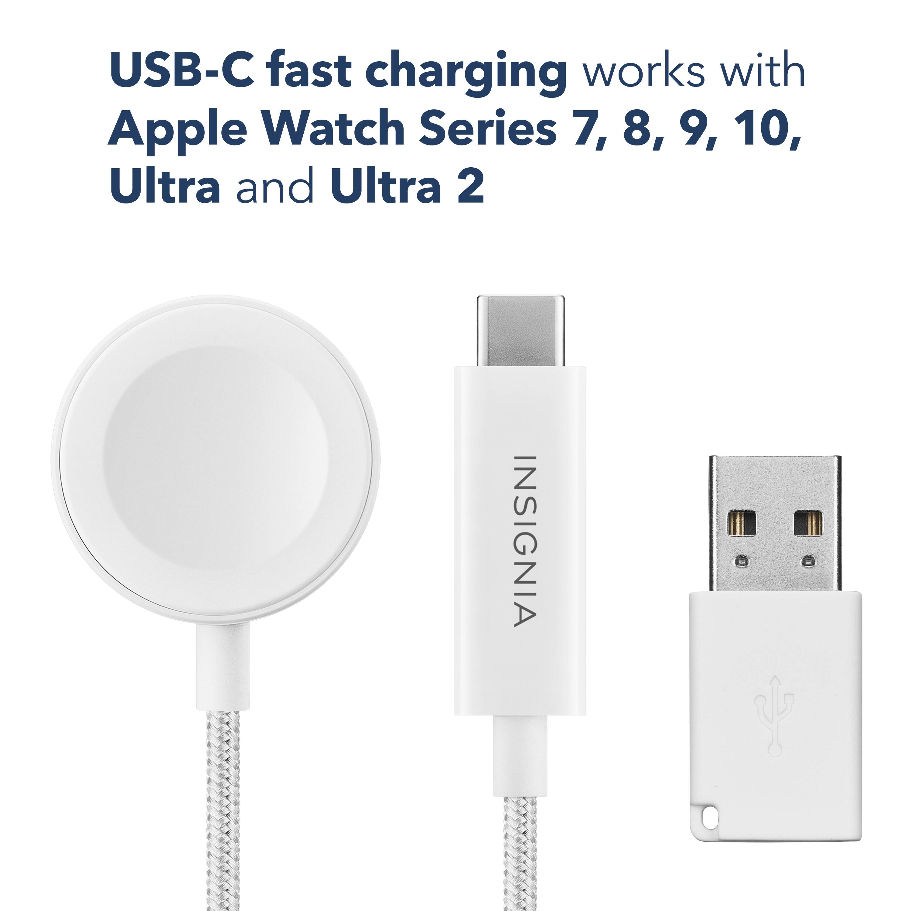 USB-C fast charging works with Apple Watch Series 7, 8, 9, 10, Ultra and Ultra 2.
