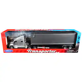 Kenworth T2000 Truck Silver Metallic with Gray Container "Transporter" Series 1/32 Diecast Model by Welly
