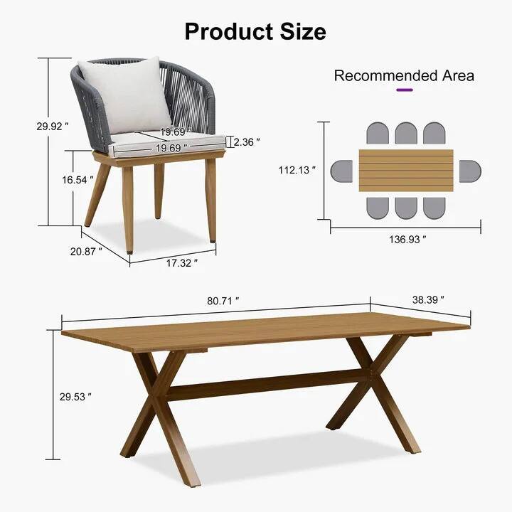 Product Size  
Recommended Area  

29.92"  
19.69"  
19.69"  
2.36"  
16.54"  
20.87"  
17.32"  
112.13"  
136.93"  
80.71"  
38.39"  
29.53"