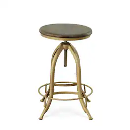 Carolina Chair & Table - Ryder Adjustable Barstool - Elm Seat - Gold Base - Elm, Gold