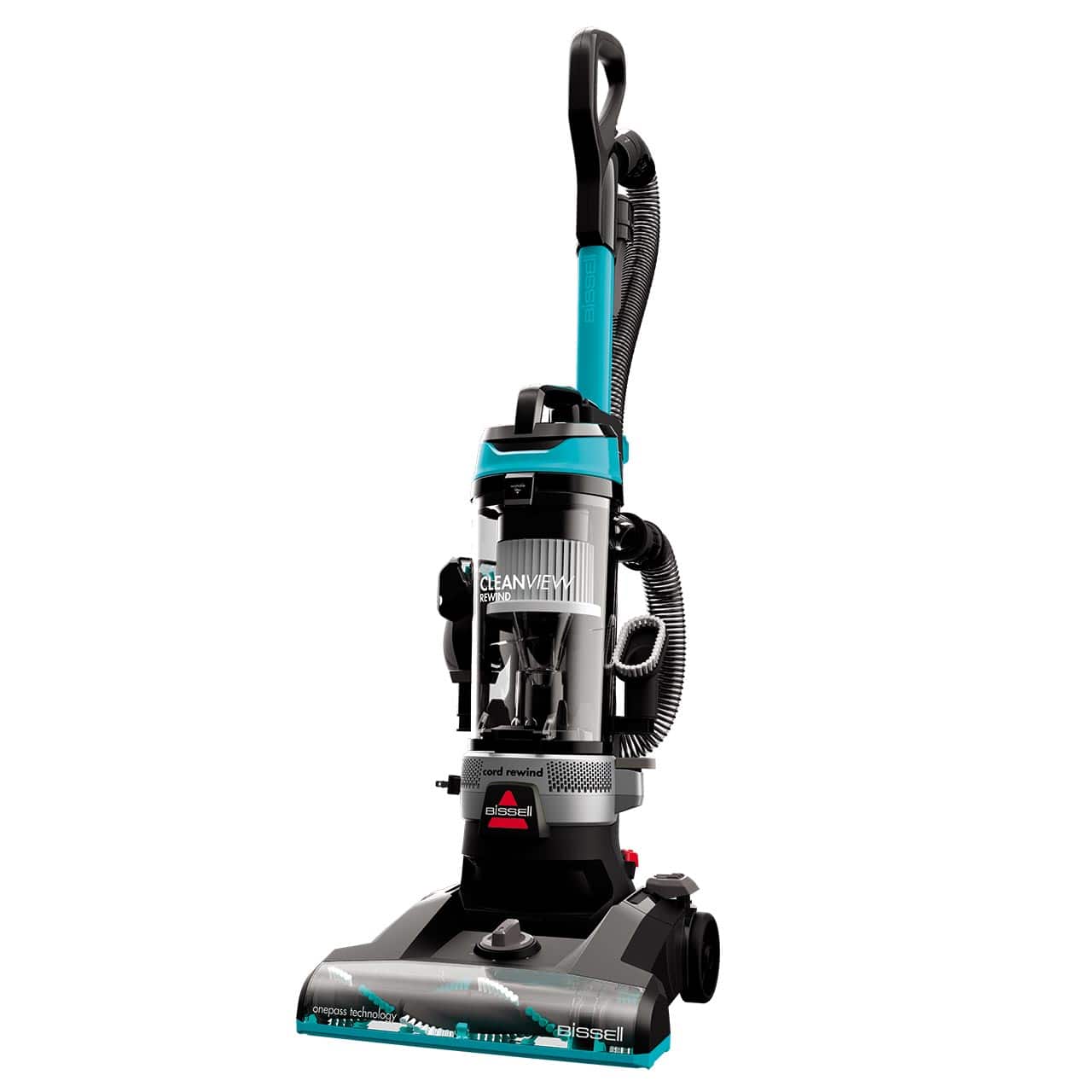 BISSELL - CleanView Rewind Upright Vacuum Cleaner - Black with Electric Blue accents - Front_Zoom