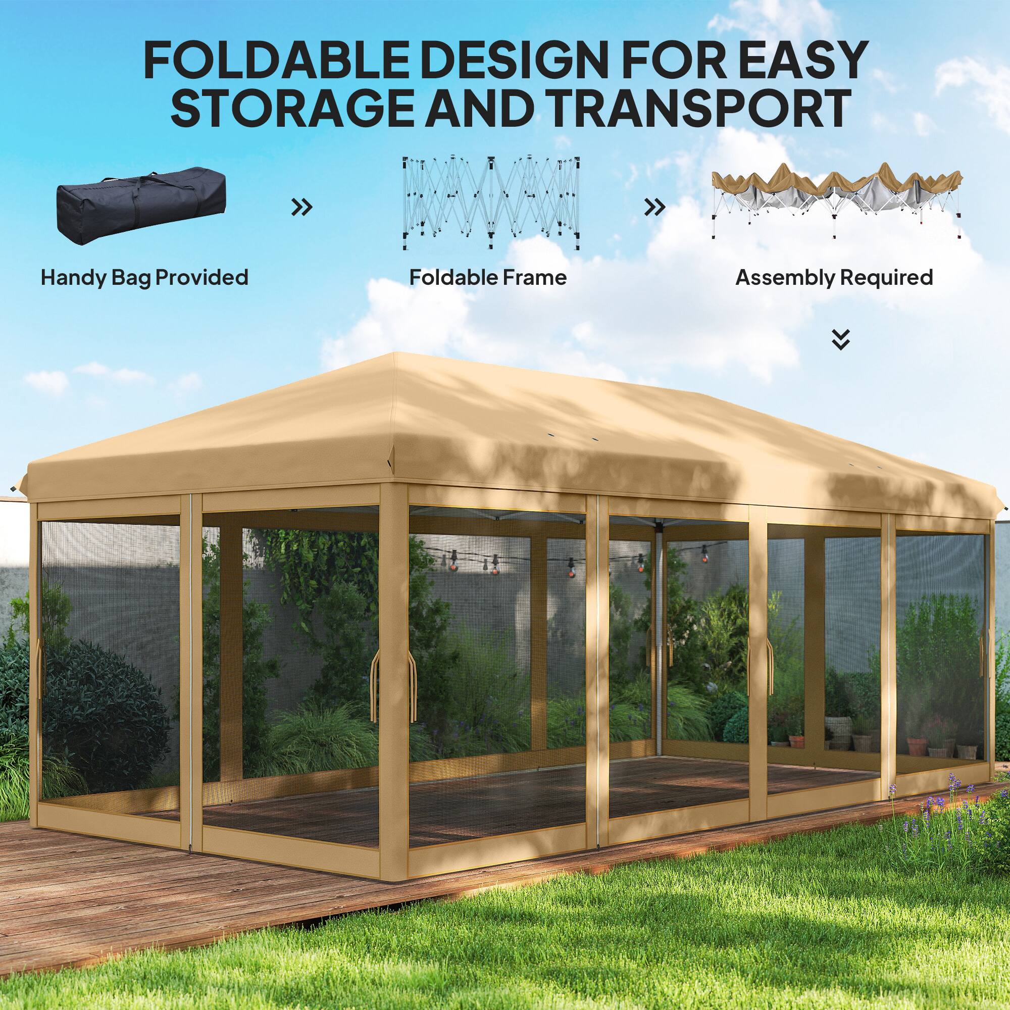 FOLDABLE DESIGN FOR EASY STORAGE AND TRANSPORT

- Handy Bag Provided
- Foldable Frame
- Assembly Required