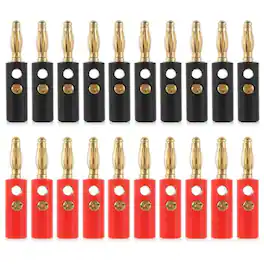 Stock Preferred - 40PCS 4mm Gold Plated Banana Plugs Audio Jack Speaker Wire Cable Screw Connectors - Black, Red