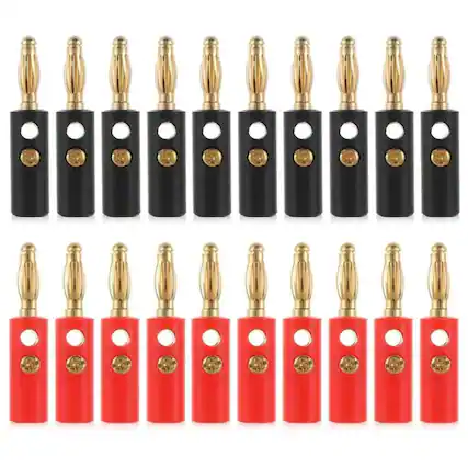 Front. Stock Preferred - 40PCS 4mm Gold Plated Banana Plugs Audio Jack Speaker Wire Cable Screw Connectors - Black, Red.