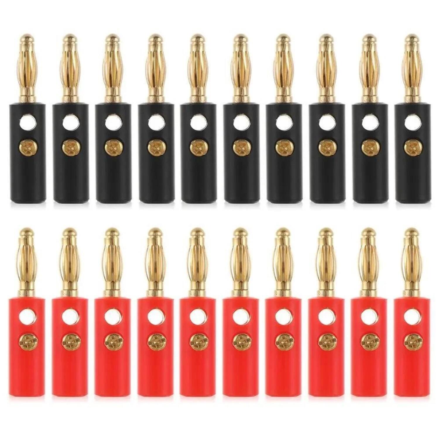 Stock Preferred - 40PCS 4mm Gold Plated Banana Plugs Audio Jack Speaker Wire Cable Screw Connectors - Black, Red
