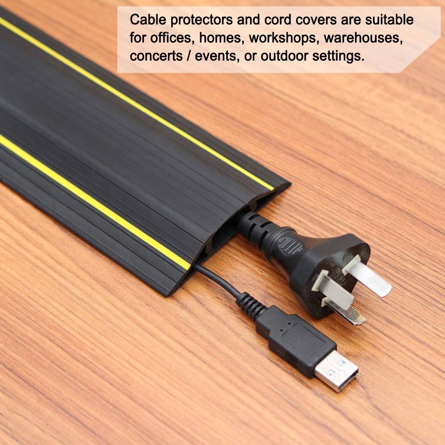 Cable protectors and cord covers are suitable for offices, homes, workshops, warehouses, concerts / events, or outdoor settings.