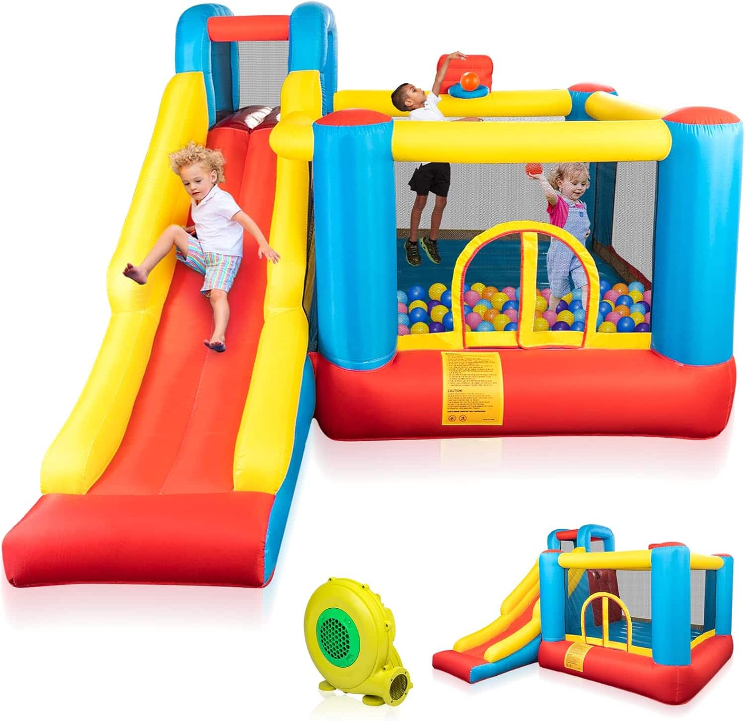 Winado - Bounce House Inflatable Bouncing Castle Play Center w/Air Blower, Jump'n Slide Bouncer, Suitable for Toddler Baby & Litt price history on PriceWatchPro