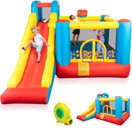 Winado - Bounce House Inflatable Bouncing Castle Play Center w/Air Blower, Jump'n Slide Bouncer, Suitable for Toddler Baby & Litt