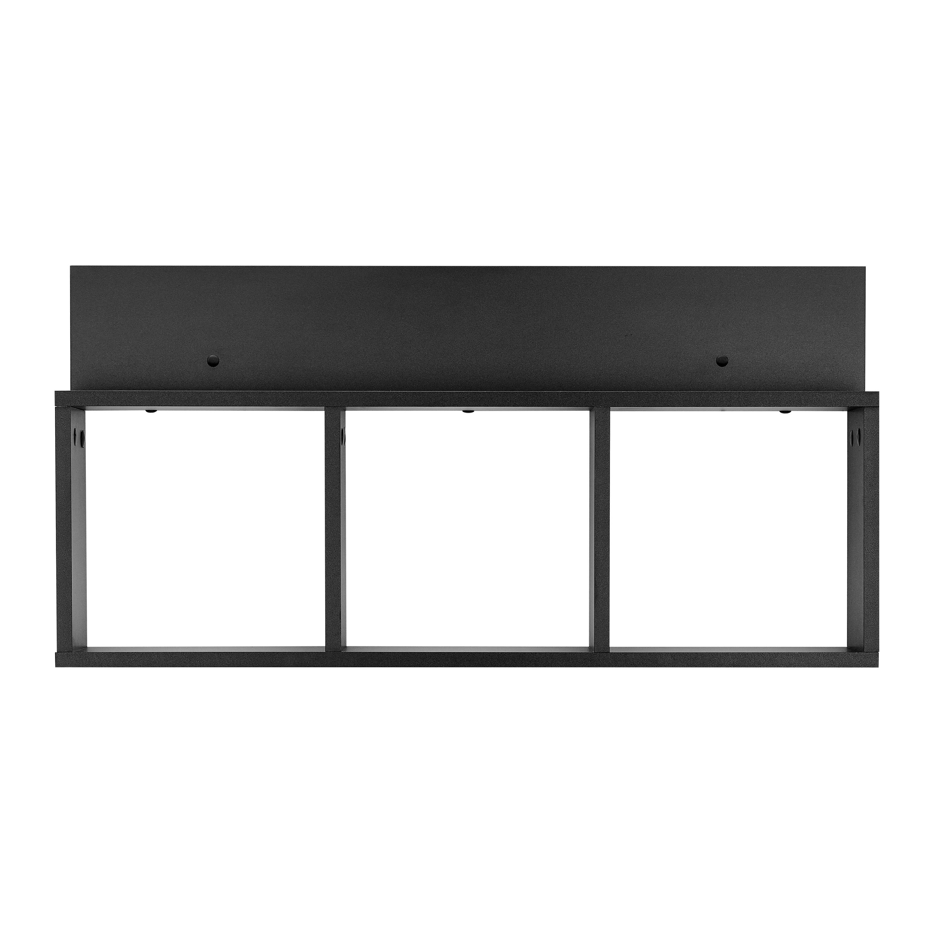 Front. Danya B - Modern 3 Cube Floating Wall Shelf with Display Ledge - Black - Black.