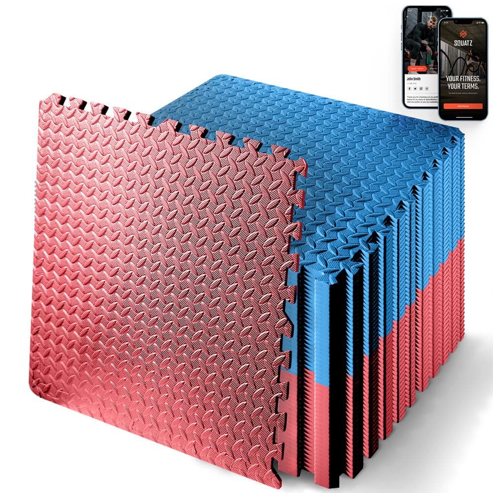 Pyle - SQUATZ Thick Puzzle Exercise Mat Foam Interlocking Tiles Protect Floors from Gym Equipment Exercise, Durable Non-Skid - Red & Blue price history on PriceWatchPro