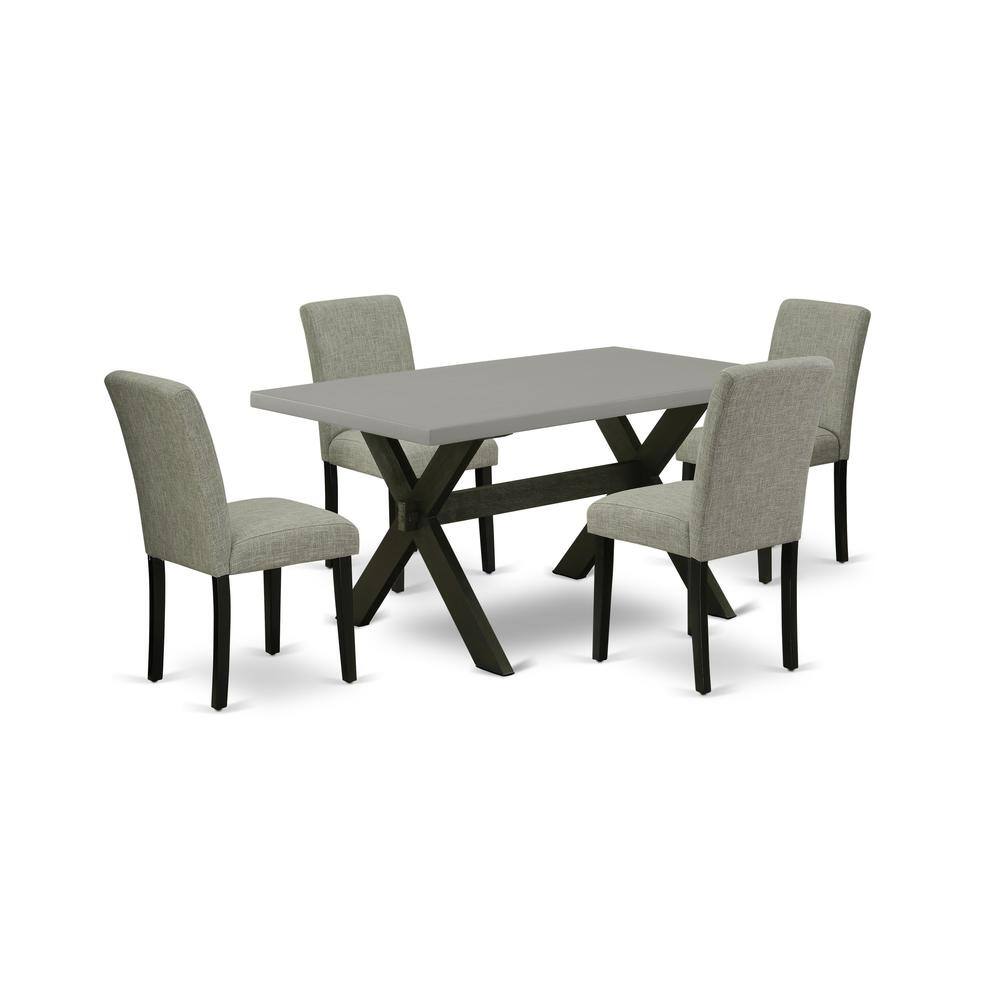 Left. East West Furniture - East West Furniture X696AB106-5 5-Pc Modern Dining Table Set - 4 Parson Dining Chairs and 1 Modern Rectangular Cement - Multi-Color.