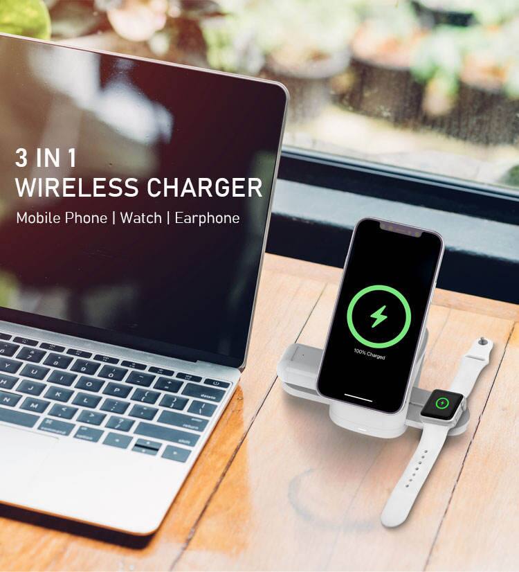 3 IN 1 WIRELESS CHARGER  
Mobile Phone | Watch | Earphone  
100% Charged