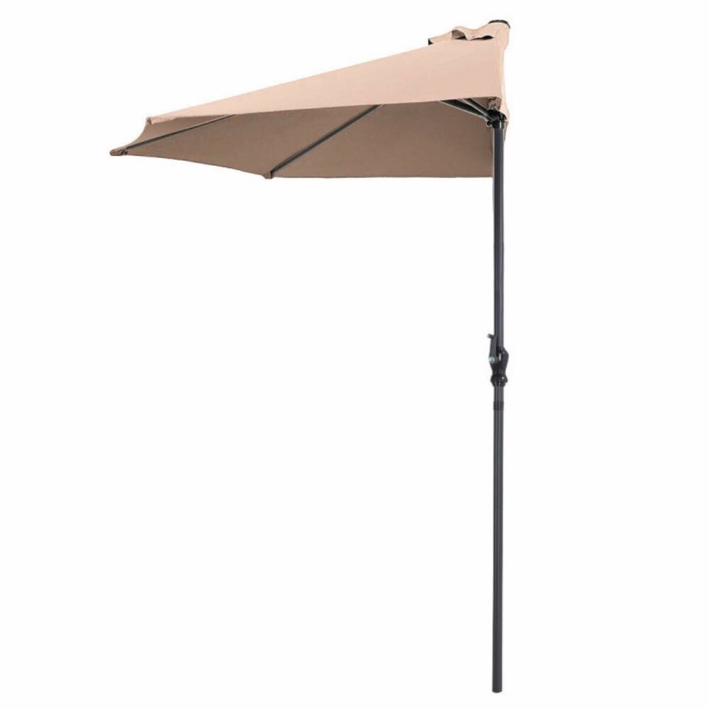 Alt View 3. Mondawe - 9 Ft Patio Umbrella Bistro Half Round without Weight Base - Beige.