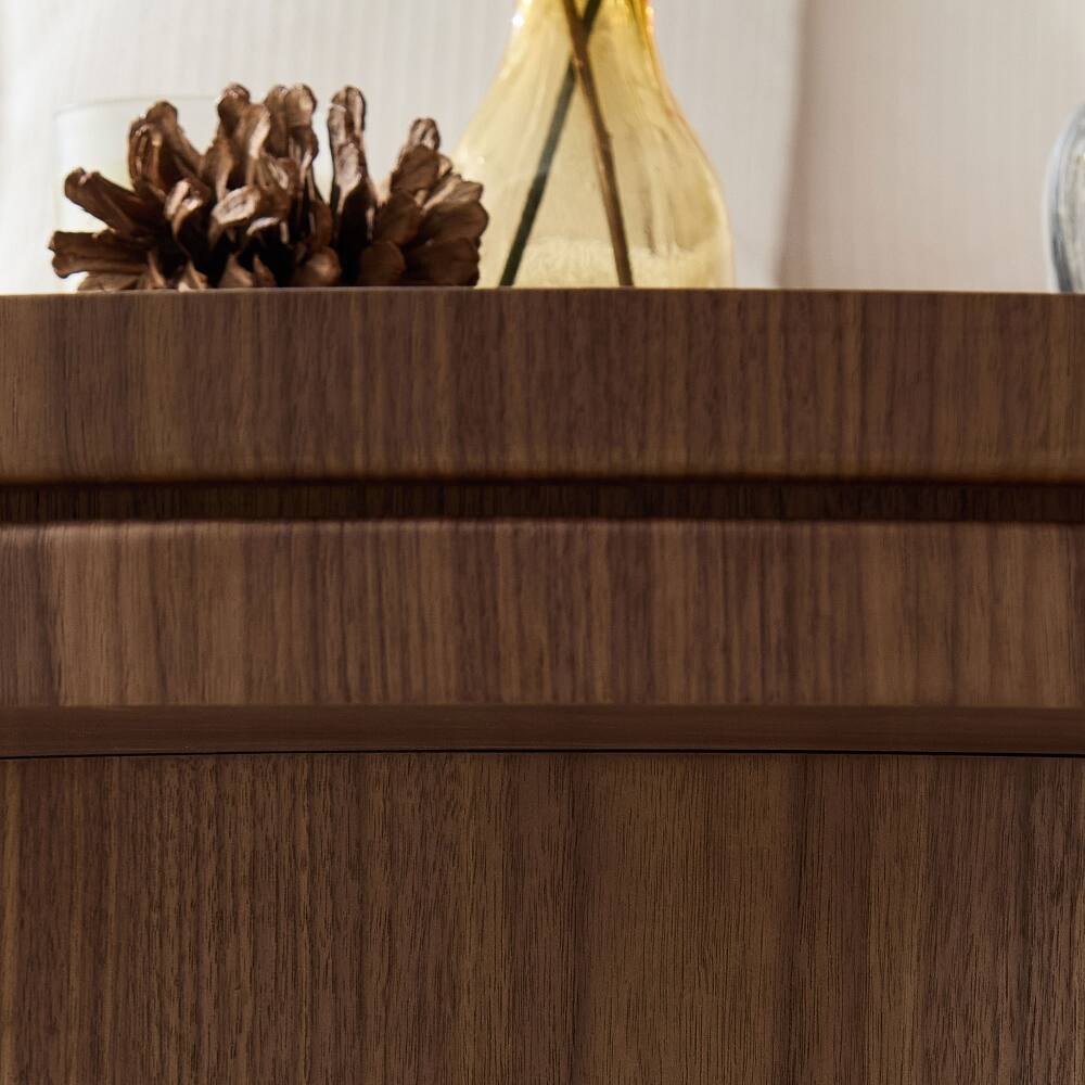Alt View 4. Loheer - Loheer 19.49 Inch Round Side Table Walnut Coffee Table Sintered Stone Tabletop MDF Pedestal Base for Living Room Bedroom - Walnut.