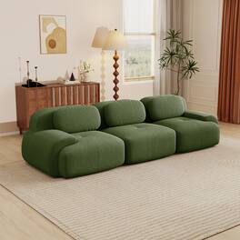 Aukfa - 3 seats Modular Corduroy Sectional Sofa with Ergonomic Support - Pet Friendly, Easy Assembly, Non-Slip Base Design - Green