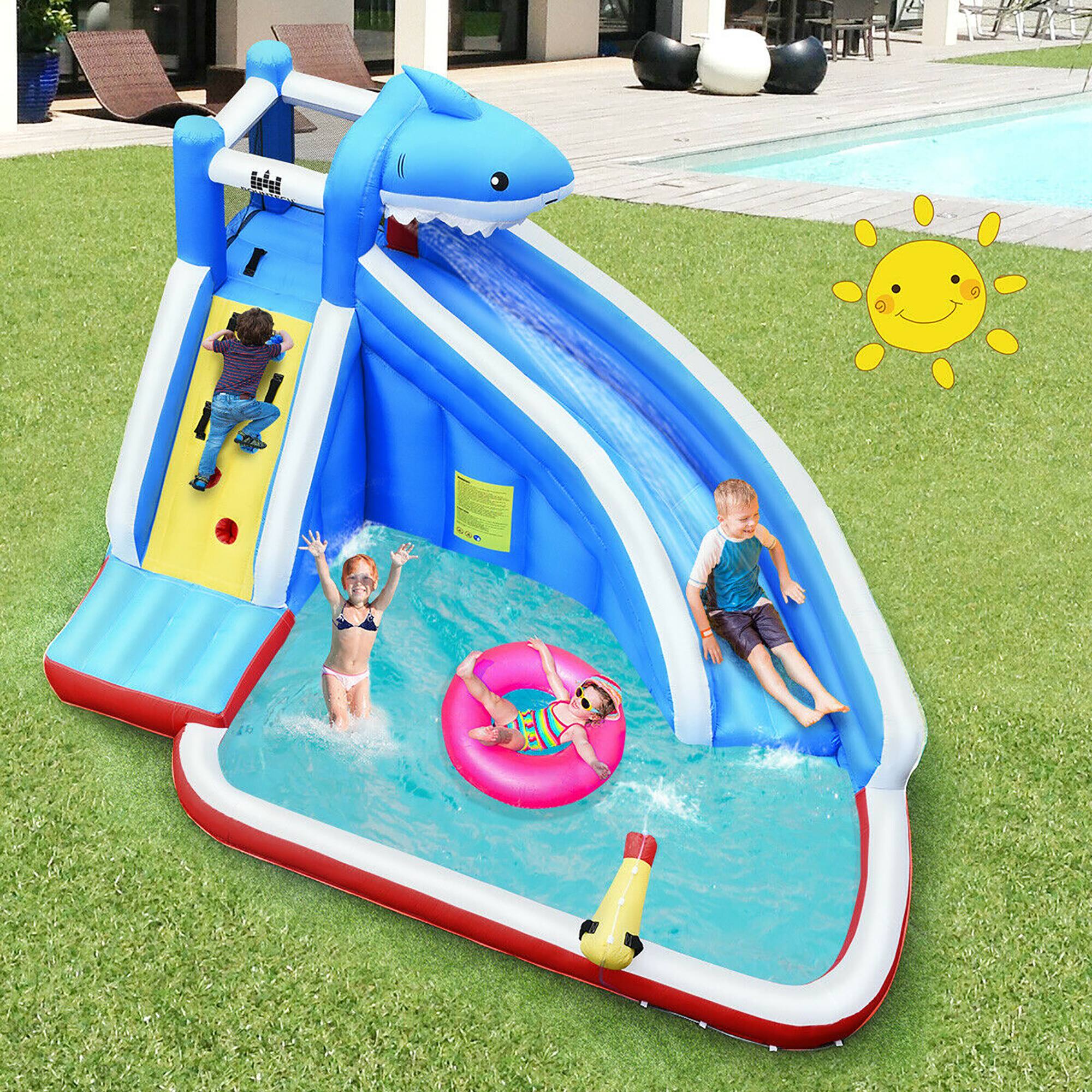 Alt View 1. Costway - Inflatable Water Slide Animal Shaped Bounce House Castle Splash Water Pool without Blower - Multicolor.