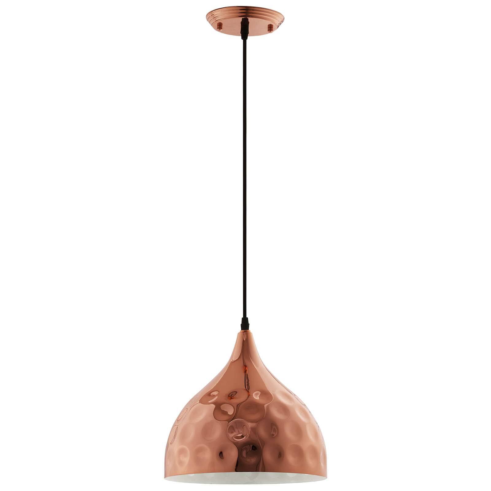 Angle. Modway - Dimple 11" Bell-Shaped Rose Gold Pendant Light by Modway - Rose Gold.
