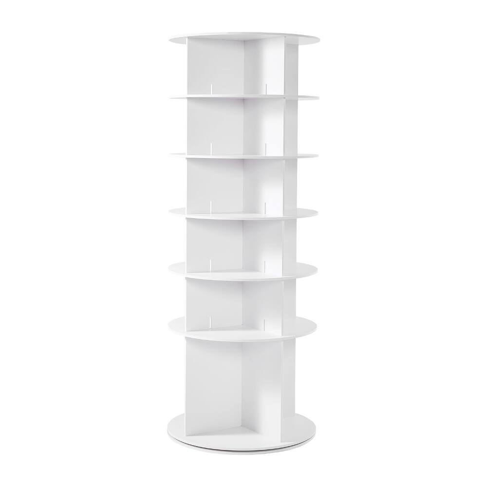 Alt View 4. Loheer - Loheer 6 Tier Rotating Shoe Rack, Freestanding Lazy Susan Shoe Organizer with Boot Storage, White - White.
