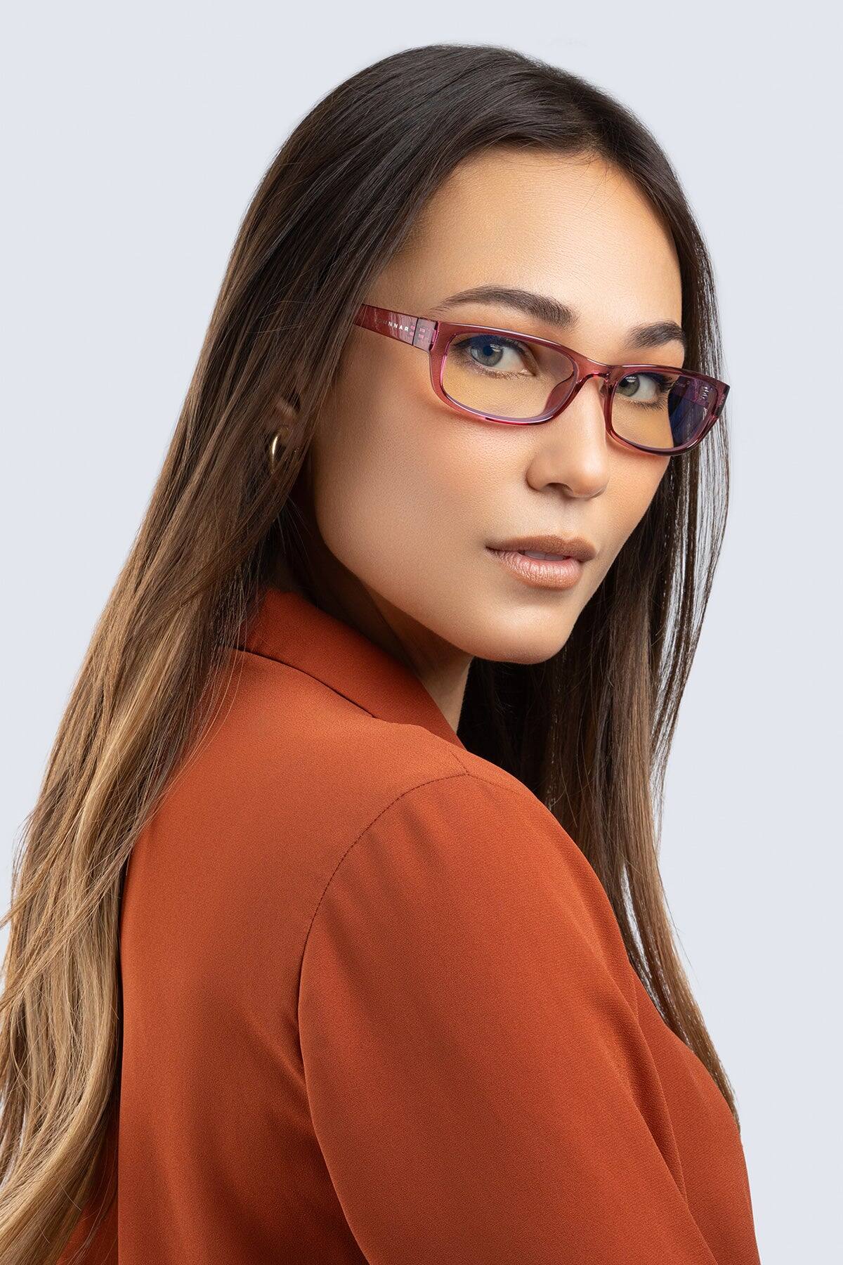 Alt View 1. GUNNAR - GUNNAR Womens Computer Glasses  -  Elin, Plum Crystal, Amber Lens - Blue Light Blocking, Releive Dry Eye, Anti Glare - Plum Crystal.