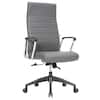 Front. LeisureMod - Hilton Modern High-Back Leather Executive Office Chair with Adjustable Height, Tilt & Swivel - Grey.