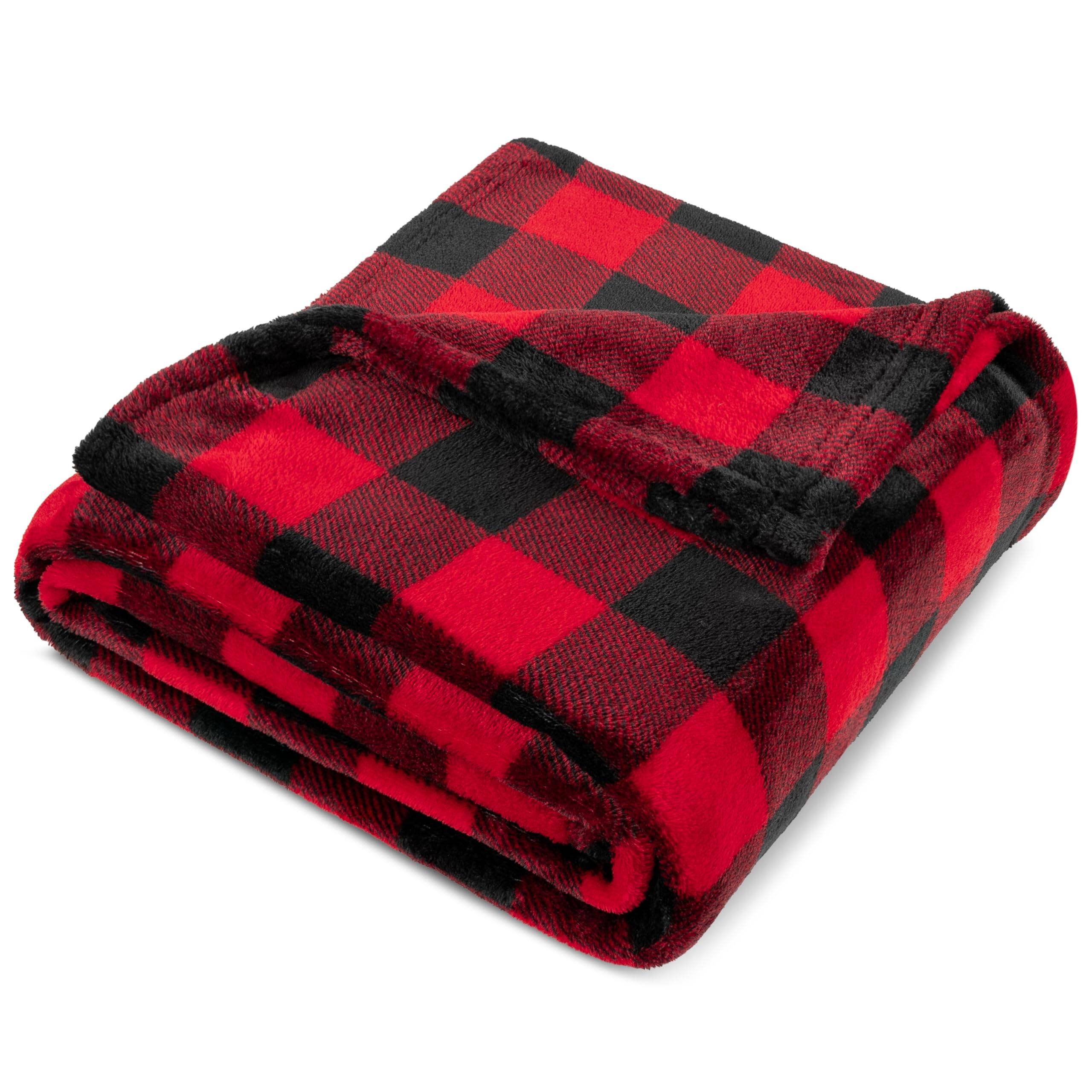 Alt View 1. Alchemy Casas - And Plaid Fleece Throw Blanket For Couch Soft Checkered Flannel Sofa Christmas Bed Warm Cozy Decorative Fall - Plaid Orange Black 50 x 60 Inches - Throw.