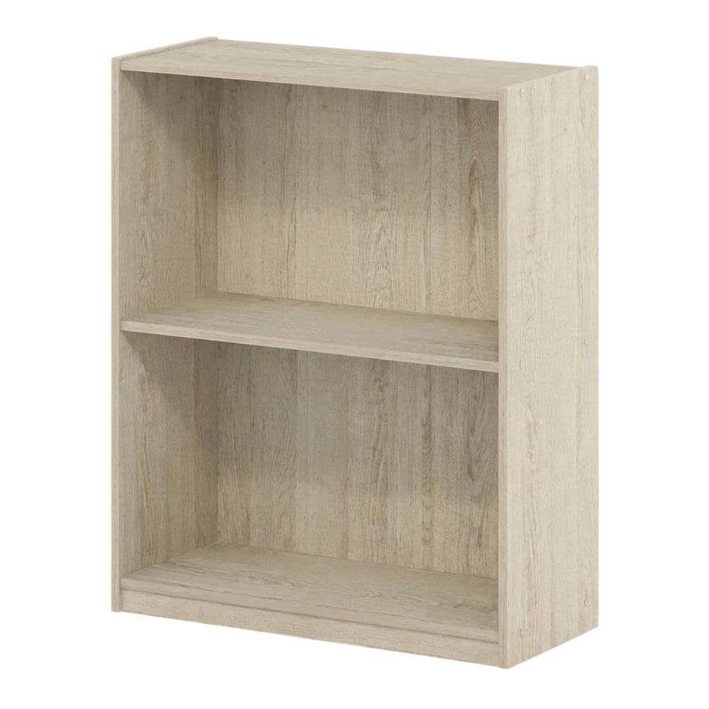 FurniFact - Wooden 2-Tier Open Shelf Bookcase with Sturdy Construction in Brown Finish - Metropolitan Pine