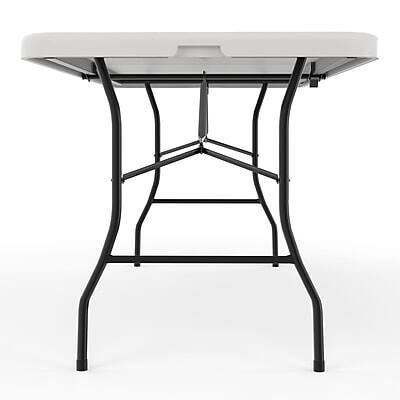 Alt View 3. Staples - 6' x 30" Heavy Duty Plastic Folding Table - White Granite.