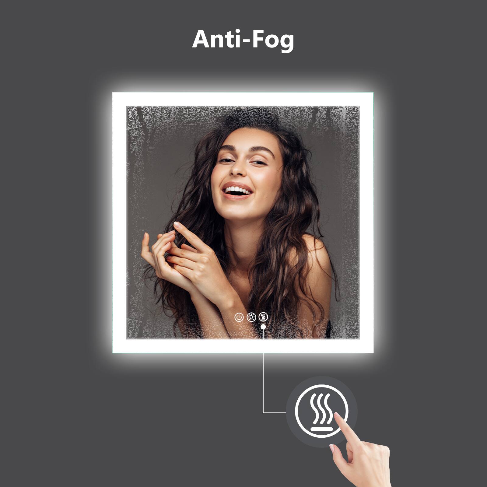 Left. LOVMOR - Lovmor 36x36 Inch LED Bathroom Mirror with Anti Fog Dimmable Lights 3 Color Temperature Memory Function ETL Certified - slive.