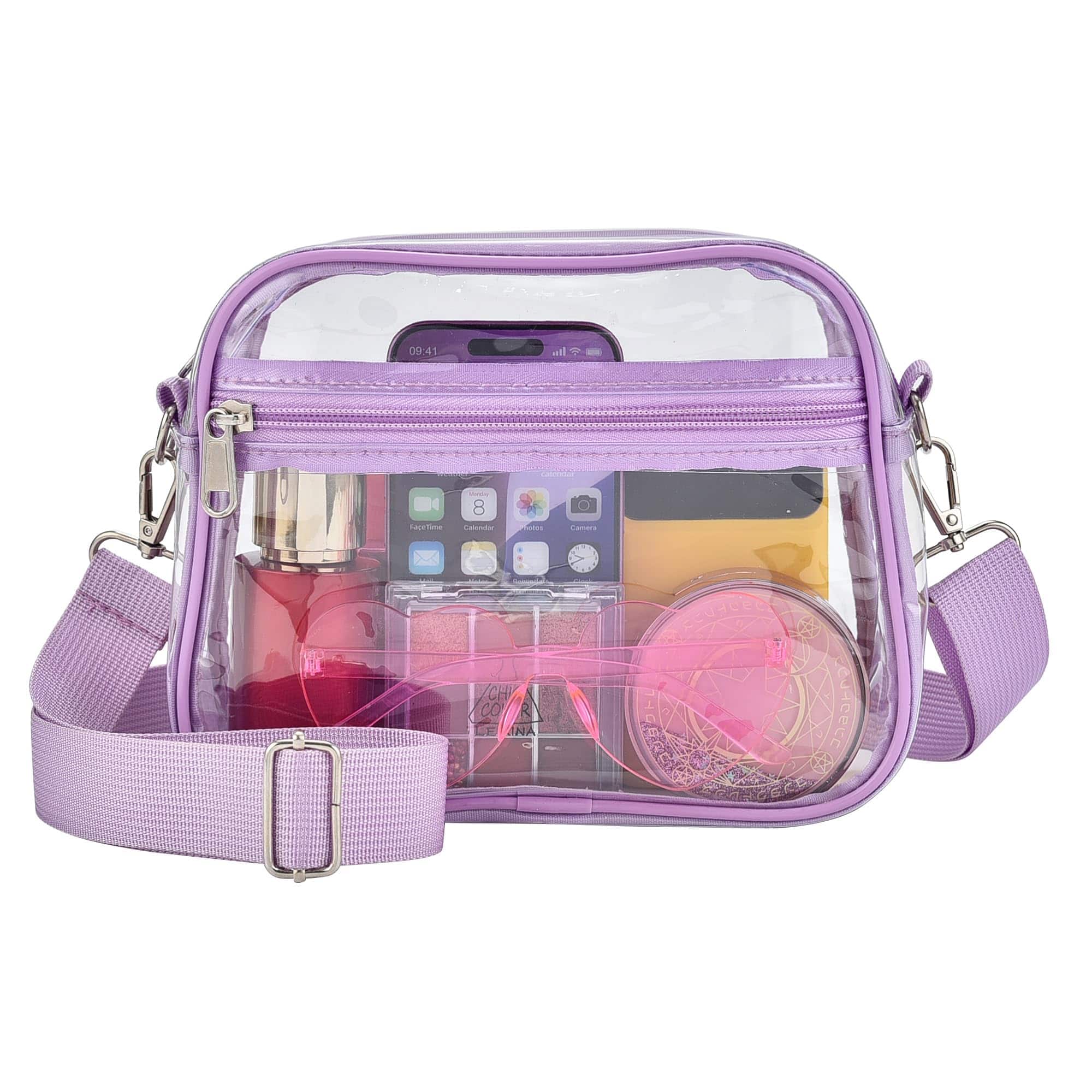 Live At Space - Small Clear Bag Stadium Approved Purses Sports Events Pvc Messenger For Women 【Stadium Approved Size】Perfect size for - Avocado Green-light Purple-Small