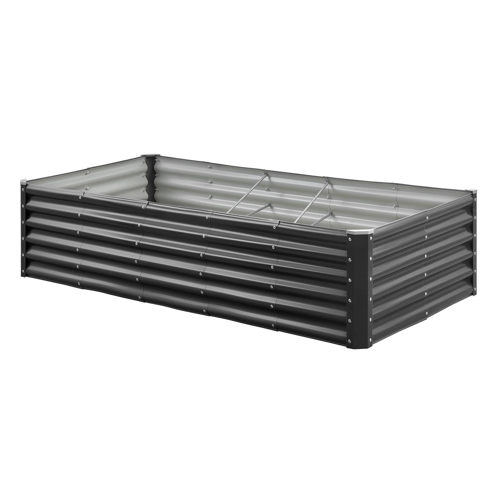 Alt View 5. VEVOR - Metal Raised Garden Bed, 6 x 3 x 1.4 ft Outdoor Galvanized Planter Garden Box, Open Bottom Design - Gray.