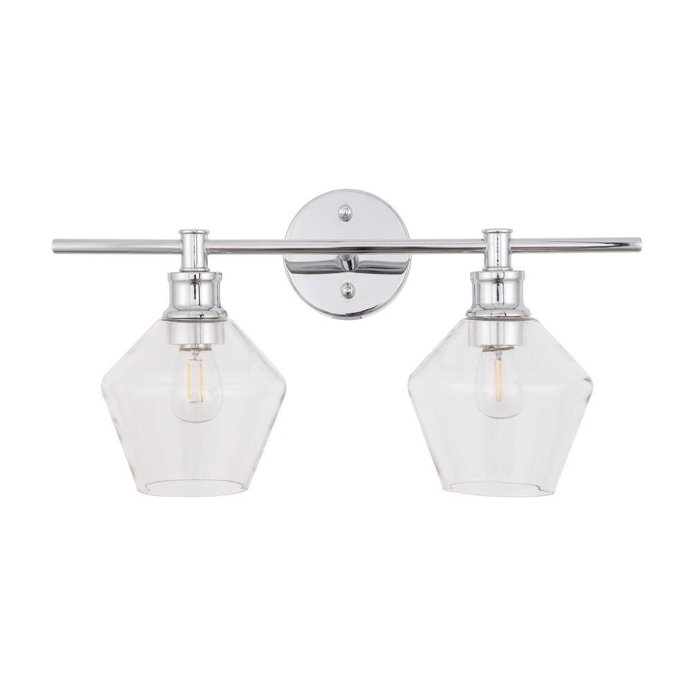 Alt View 1. Living District - Gene 2 light Chrome and Clear glass Wall sconce - Chrome And Clear Glass.