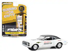 Greenlight - 1967 Chevrolet Camaro SS White Black Top Book City Chevy Pacesetter Altoona PA Running on Empty Series 16 1/64 Diecast - White With Black