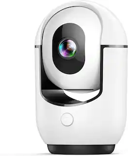 FINEAK - 2K Pan/Tilt Security Camera WiFi Indoor Pet/Dog/Baby Cameras - White