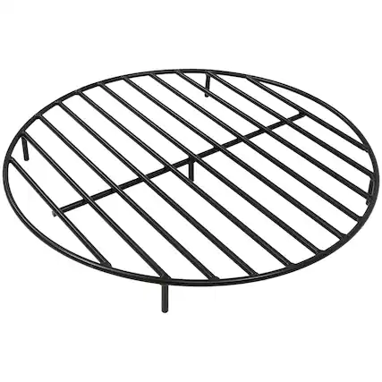 Front. Sunnydaze - 30 in Steel Round Outdoor Fire Pit Grate with Heat Resistance - Black.