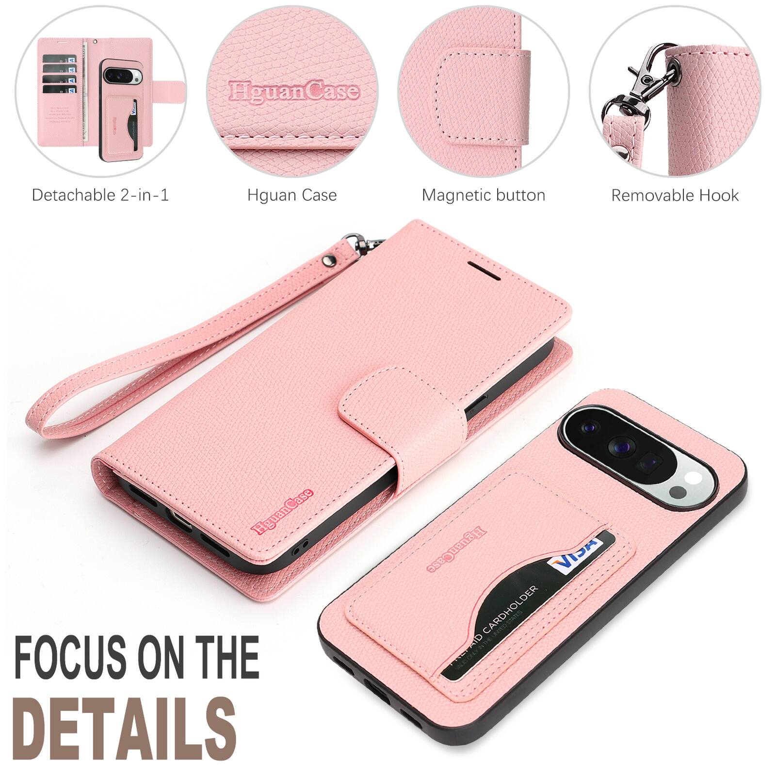 HguanCase Detachable 2-in-1  
Hguan Case  
Magnetic button  
Removable Hook  
HguanCase VIJA CARDHOLDER  

FOCUS ON THE DETAILS