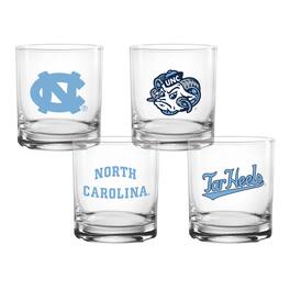 Indigo Falls - North Carolina Tar Heels 4-Pack Collector's 14oz. Rocks Glass Set - Multicolor