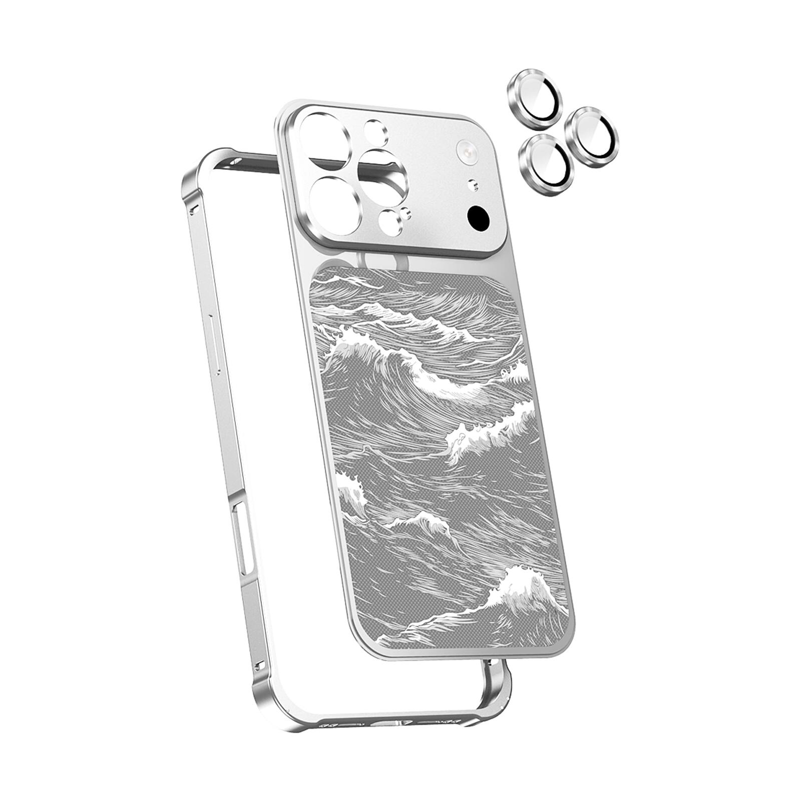 Dteck - Metal Magnetic Case for Apple iPhone 17 Pro Max,Shockproof Aluminum Frame Slim Hard Cover with Independent Lens Cover - Silver price history on PriceWatchPro