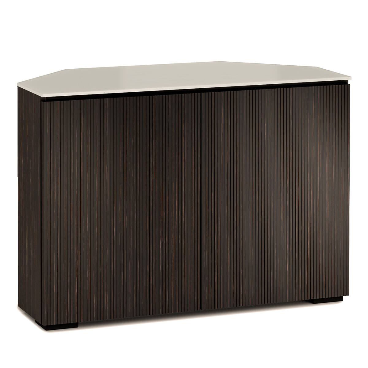 Front. Salamander Designs - Salamander Designs Chameleon Collection Manhattan 323 Corner- Maro Ebony Doors and Sides, Matte Taupe Glass Top) - Taupe/Ebony.