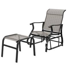 Front. Outsunny - Glider with Ottoman, Patio Glider Chair Set with High Back, Wide Seat for Porch, Garden - Gray.