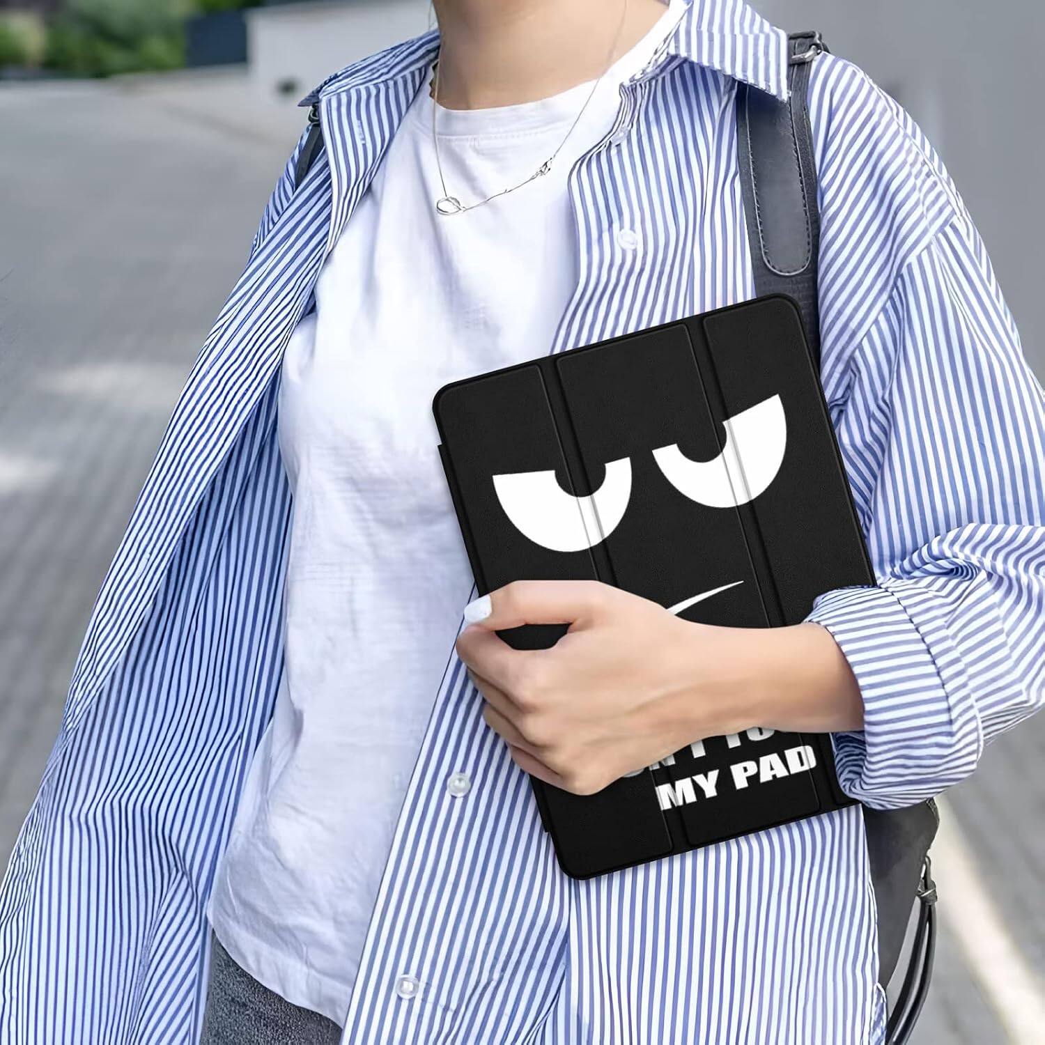 Alt View 5. Fintie - Slim Case for iPad 9th/8th/7th Gen 10.2 Inch, Tri-Fold Stand Soft TPU Back Cover with Pencil Holder, Auto Sleep/Wake - Dont touch.
