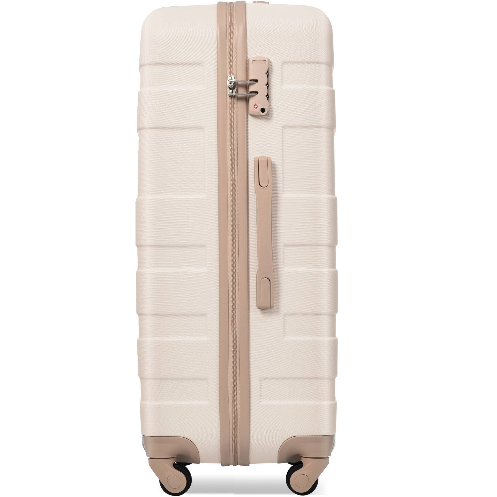 Alt View 5. Ecooso - 3-Piece ABS Hardshell Luggage Set with TSA Lock, Lightweight Spinner Suitcases 20/24/28 Inch - Ivory+Gold.