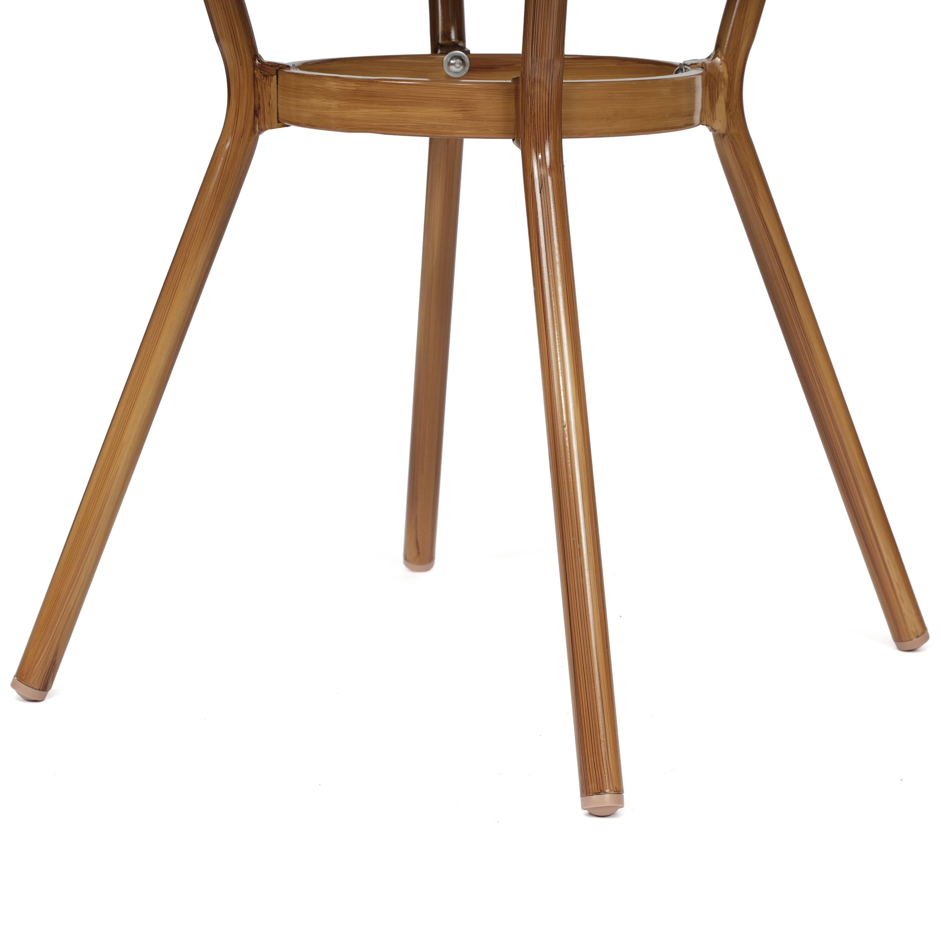 Alt View 7. Emma + Oliver - Massalia Indoor/Outdoor Bistro Style 31.5 in. Table with Textilene, Glass Top, and Bamboo Finished Metal Frame - Black Textilene/Natural Frame.