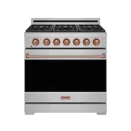 Gordon Ramsay Series by Thor Kitchen 6.0 Cu. Ft Freestanding Gas Range with Rose Gold Hardware - Stainless Steel