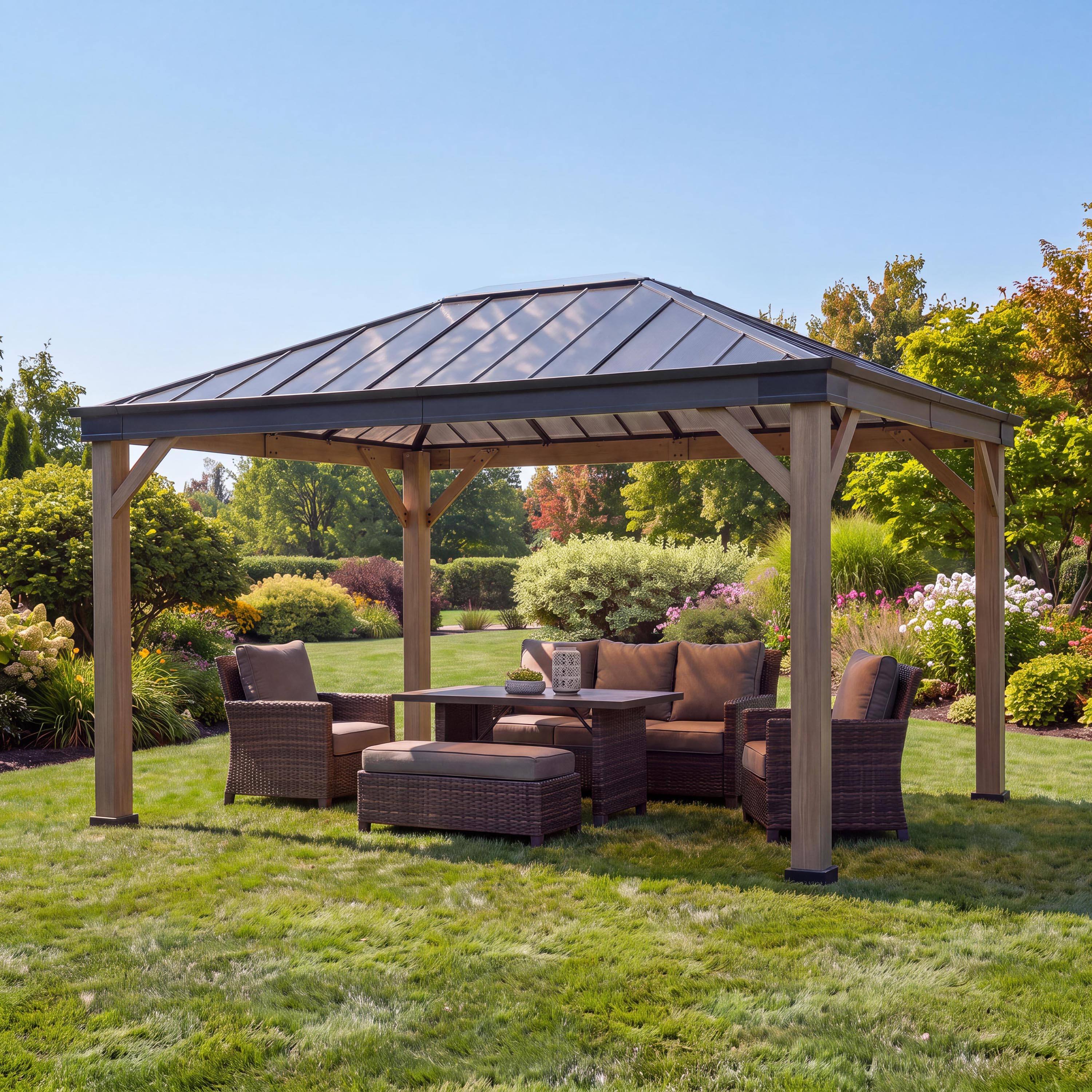 Alt View 9. SUNJOY - Sunjoy Cedarville 11 ft. x 13 ft. Hardtop Gazebo - Black.